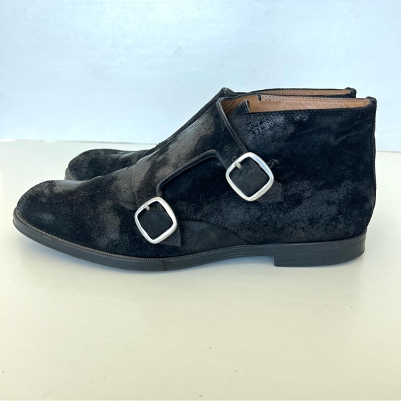 JIMMY CHOO Men Black Double Monk Strap Waxed Suede Leather Chukka Boots Sz 42 - Picture 6 of 16